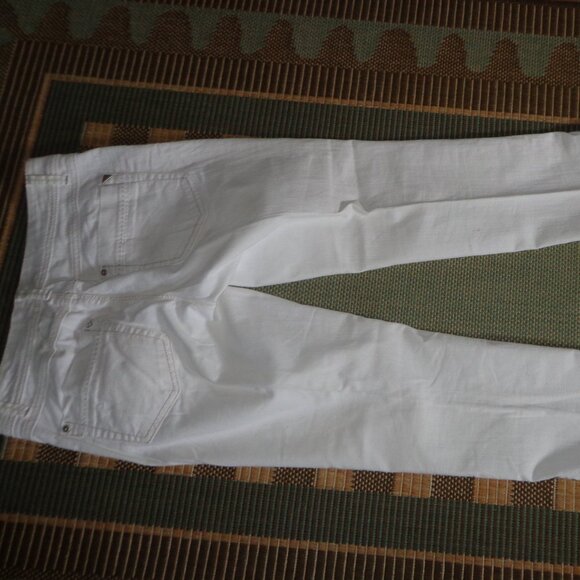 Nine West Bootcut Pants 2 White/Tan Stitching Zip/Button Closure Pockets - Picture 3 of 13
